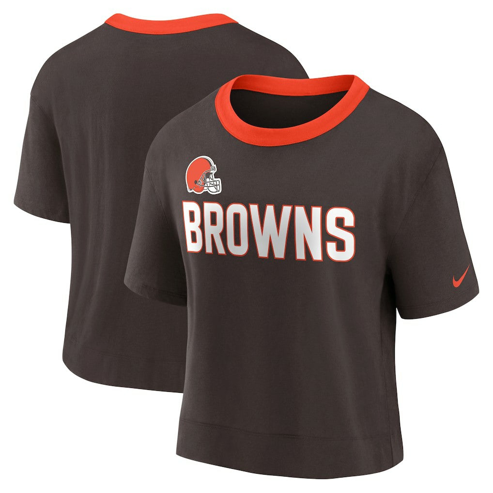 Cleveland Browns Women's High Hip Fashion Cropped Top - Brown Tops