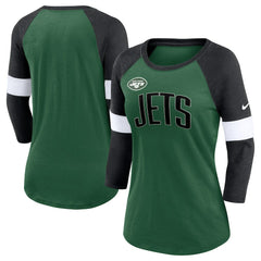 New York Jets Women's Football Pride Raglan 3/4-Sleeve T-Shirt - Heather Green/Heather Black T-shirts