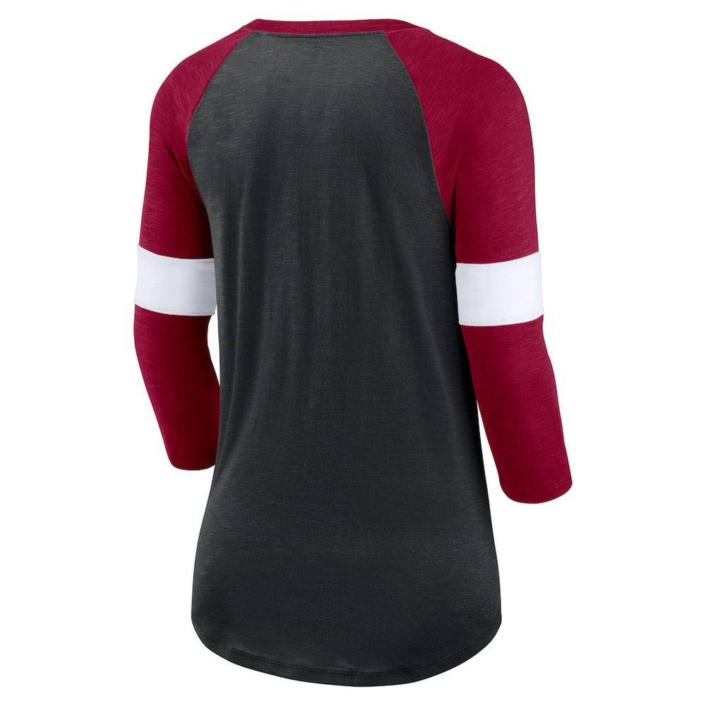 Washington Commanders Women's Football Pride Raglan 3/4-Sleeve T-Shirt - Heather Black/Burgundy T-shirts