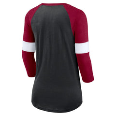 Washington Commanders Women's Football Pride Raglan 3/4-Sleeve T-Shirt - Heather Black/Burgundy T-shirts