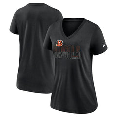 Cincinnati Bengals Women's Lock Up Tri-Blend V-Neck T-Shirt - Heathered Black T-shirts