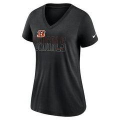 Cincinnati Bengals Women's Lock Up Tri-Blend V-Neck T-Shirt - Heathered Black T-shirts
