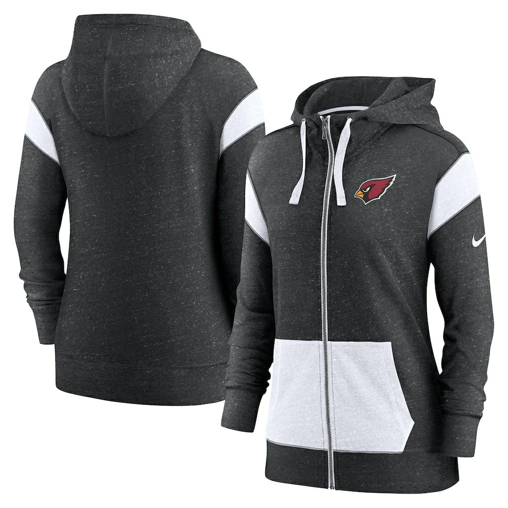 Arizona Cardinals Women's Monaco Lightweight Full-Zip Hoodie - Heather Black/White Hoodies