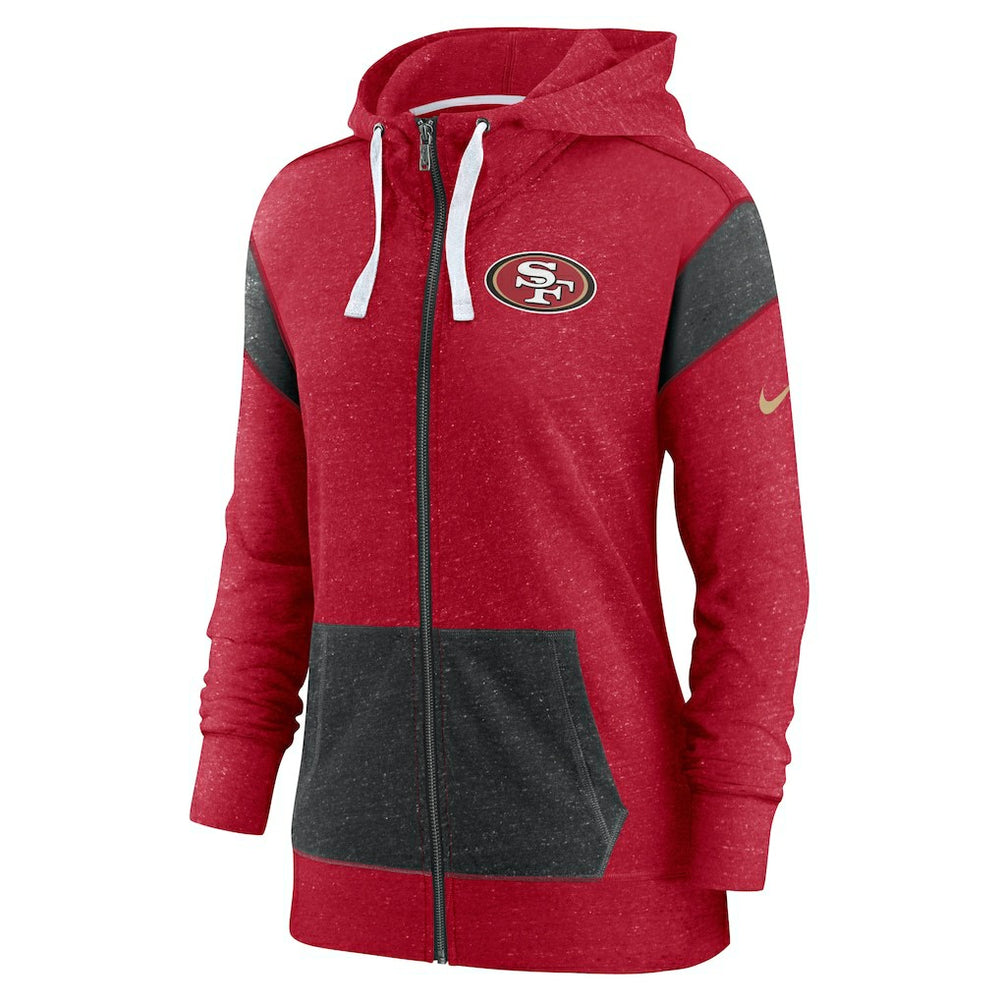 San Francisco 49ers Women's Monaco Lightweight Full-Zip Hoodie - Scarlet/Heather Black Hoodies
