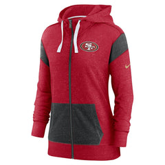 San Francisco 49ers Women's Monaco Lightweight Full-Zip Hoodie - Scarlet/Heather Black Hoodies