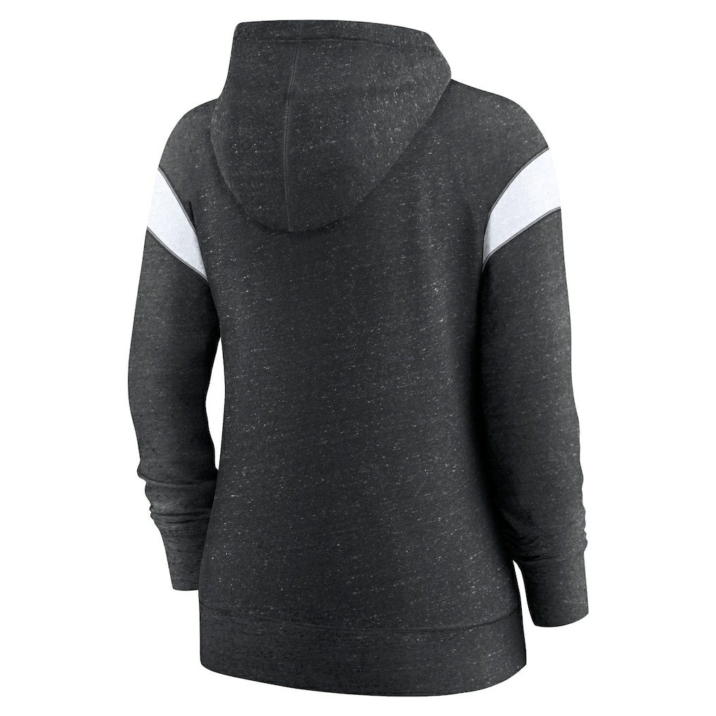 New Orleans Saints Women's Plus Size Monaco Full-Zip Lightweight Hoodie - Heather Black/White Hoodies