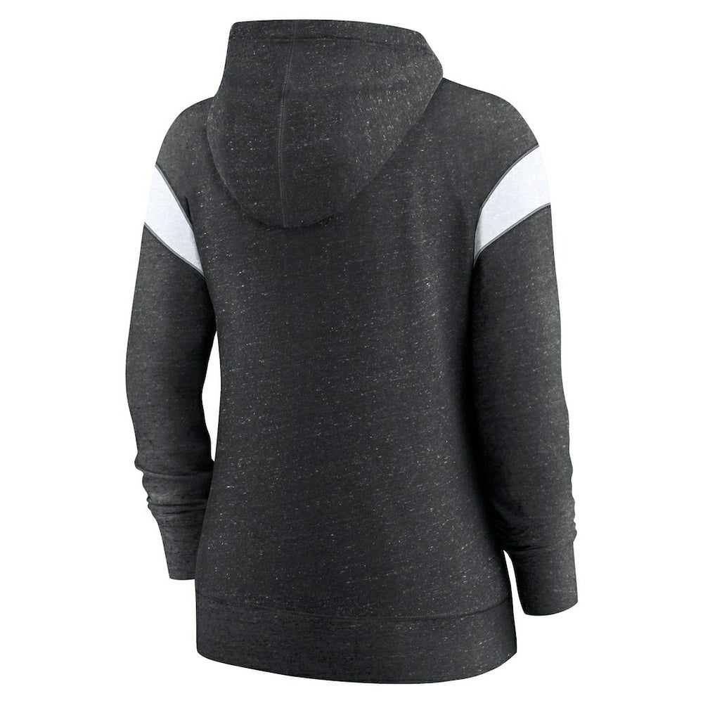 New Orleans Saints Women's Plus Size Monaco Full-Zip Lightweight Hoodie - Heather Black/White Hoodies