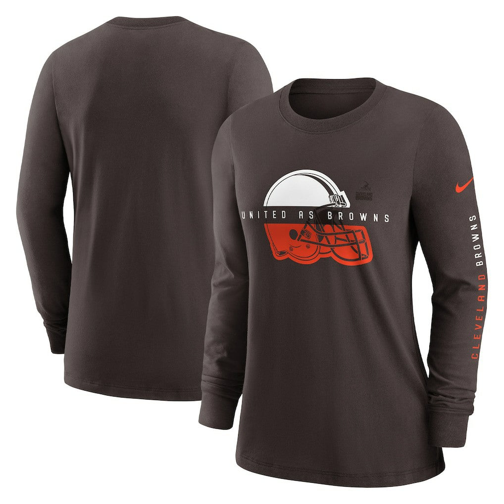 Cleveland Browns Women's Prime Split Long Sleeve T-Shirt - Brown T-shirts