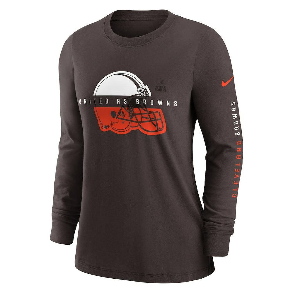 Cleveland Browns Women's Prime Split Long Sleeve T-Shirt - Brown T-shirts