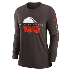 Cleveland Browns Women's Prime Split Long Sleeve T-Shirt - Brown T-shirts