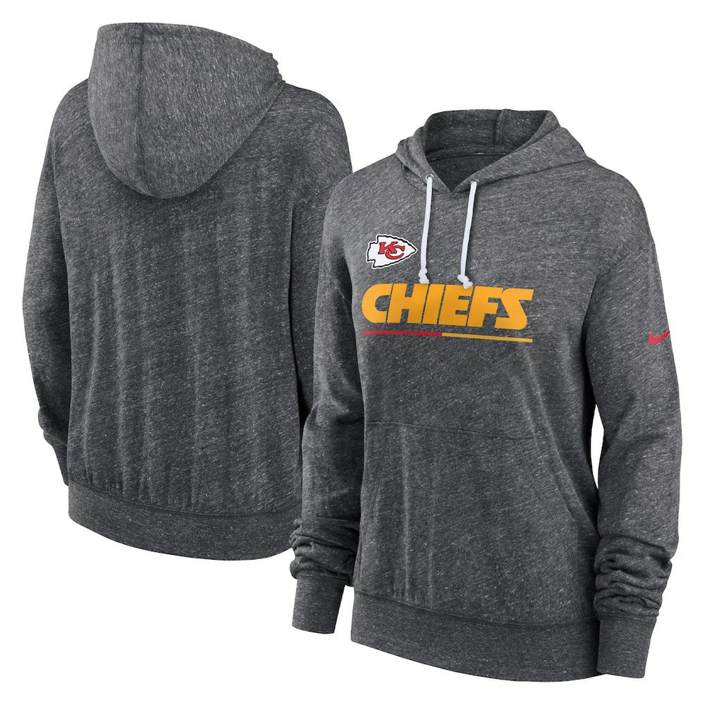 Kansas City Chiefs Women's Team Spirit Gym Vintage Lightweight Hoodie Top - Heather Charcoal Hoodies