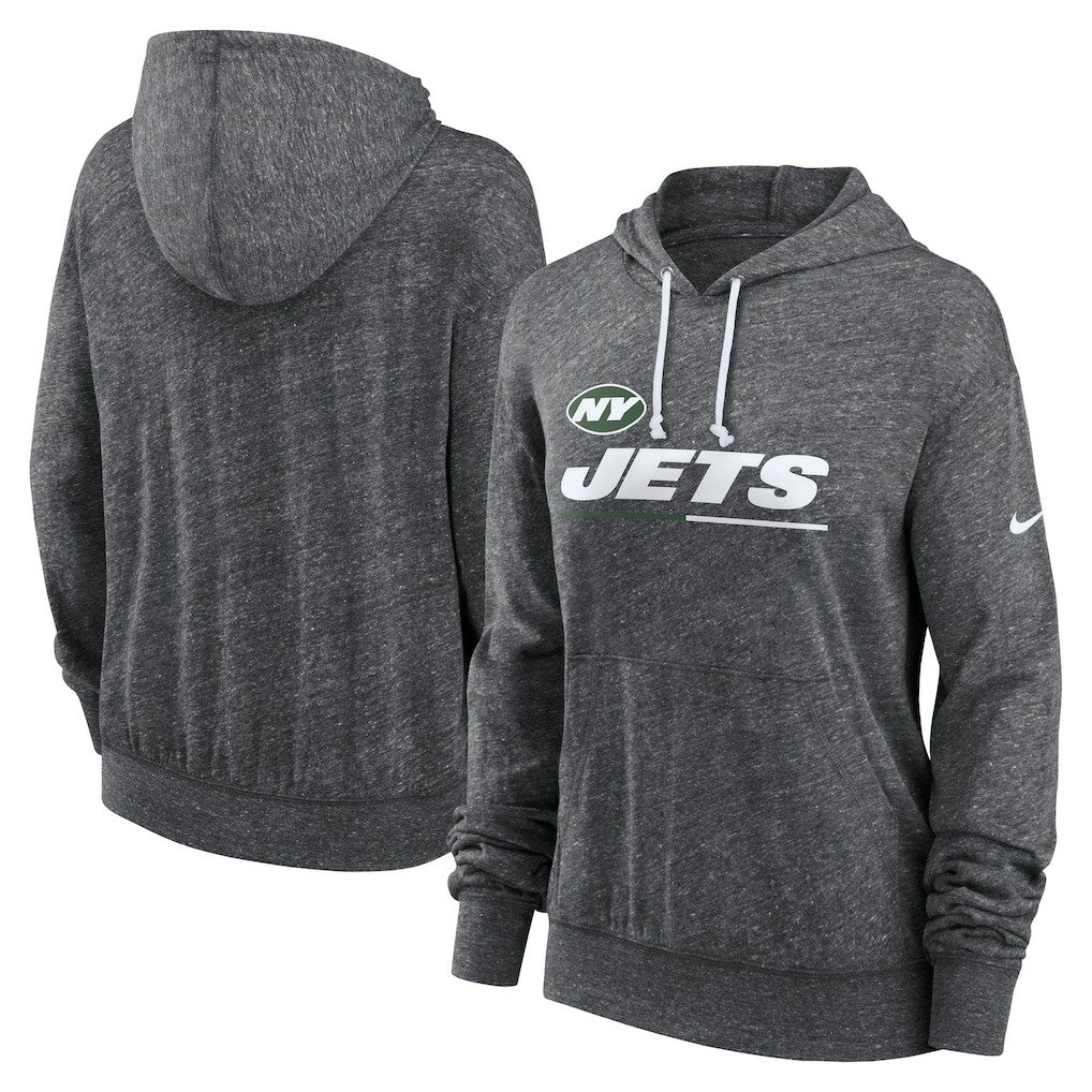 New York Jets Women's Team Spirit Gym Vintage Lightweight Hoodie Top - Heather Charcoal Hoodies