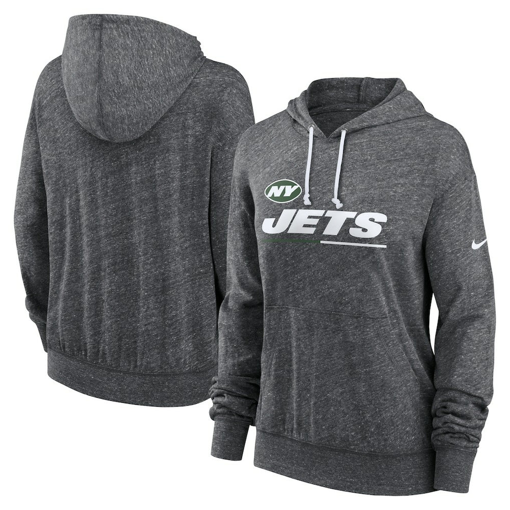 New York Jets Women's Team Spirit Gym Vintage Lightweight Hoodie Top - Heather Charcoal Hoodies
