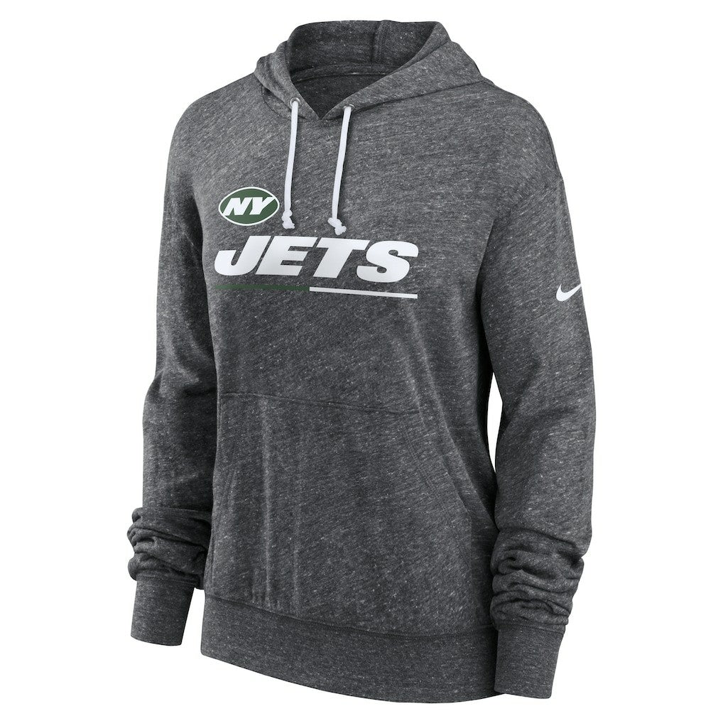 New York Jets Women's Team Spirit Gym Vintage Lightweight Hoodie Top - Heather Charcoal Hoodies