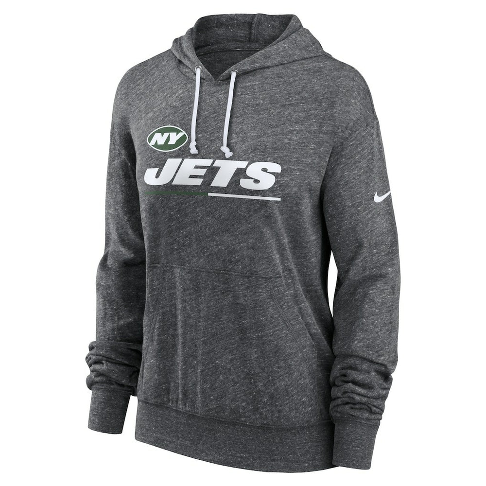 New York Jets Women's Team Spirit Gym Vintage Lightweight Hoodie Top - Heather Charcoal Hoodies