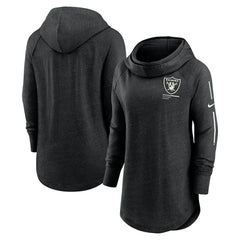 Las Vegas Raiders Women's Minimal Statement Lightweight Raglan Funnel Neck Pullover Hoodie - Black Hoodies