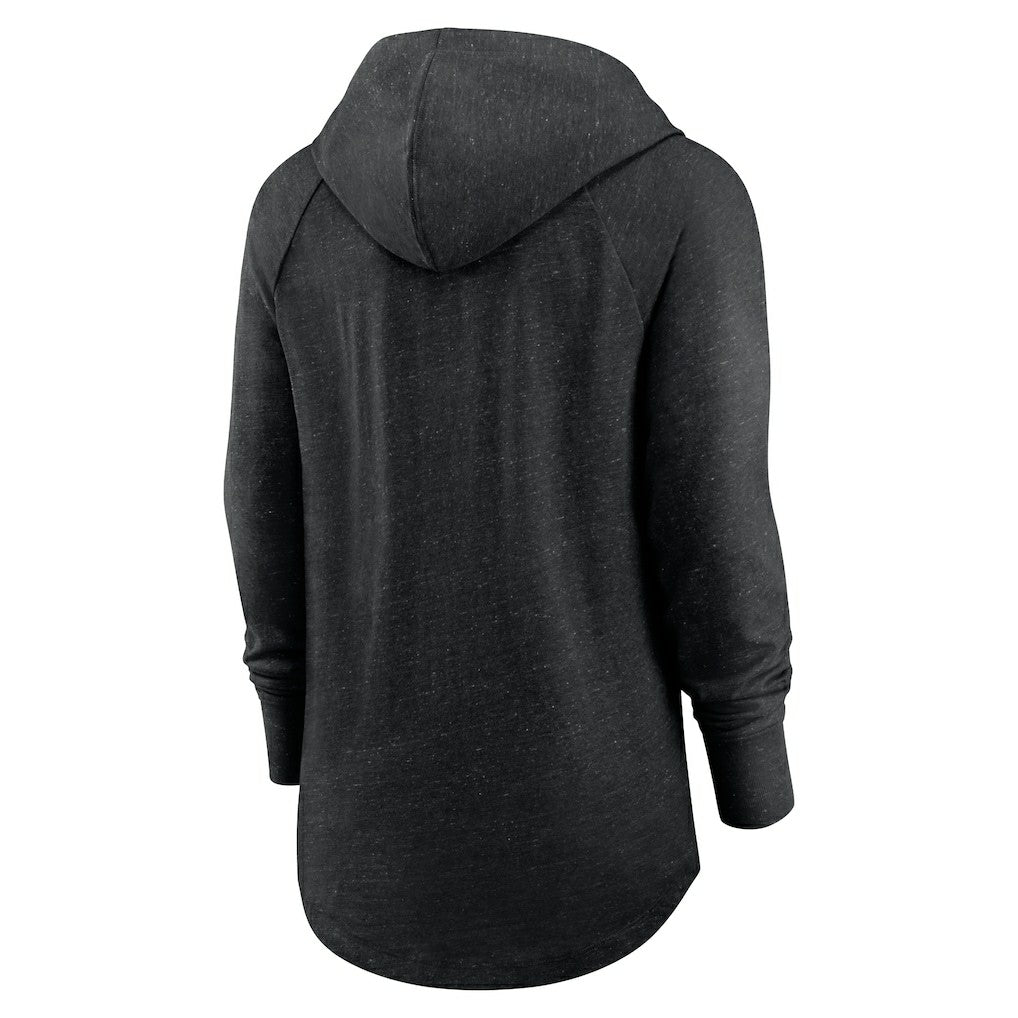 Las Vegas Raiders Women's Minimal Statement Lightweight Raglan Funnel Neck Pullover Hoodie - Black Hoodies
