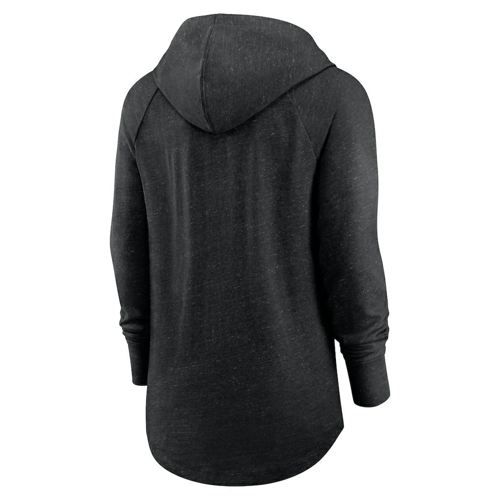 Las Vegas Raiders Women's Minimal Statement Lightweight Raglan Funnel Neck Pullover Hoodie - Black Hoodies