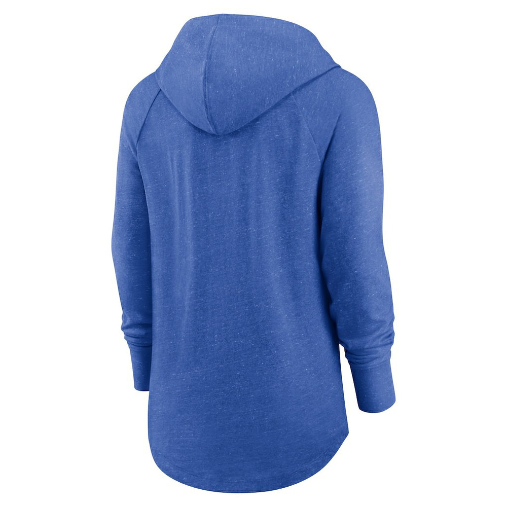 Los Angeles Rams Women's Minimal Statement Lightweight Raglan Funnel Neck Pullover Hoodie - Royal Hoodies