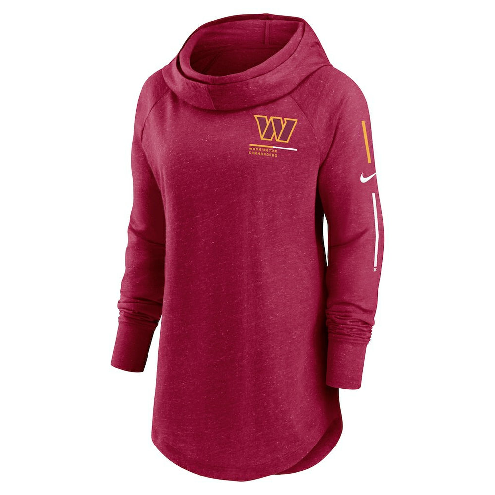 Washington Commanders Women's Minimal Statement Lightweight Raglan Funnel Neck Pullover Hoodie - Burgundy Hoodies