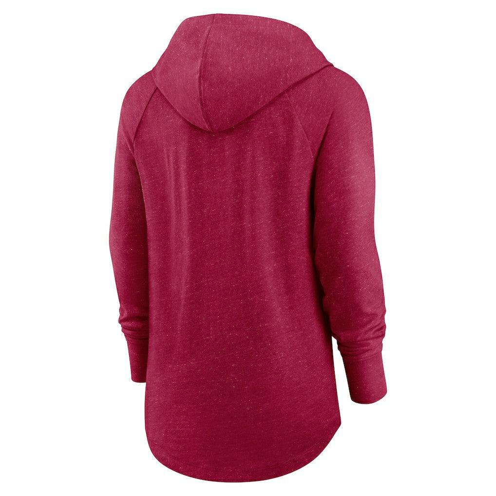 Washington Commanders Women's Minimal Statement Lightweight Raglan Funnel Neck Pullover Hoodie - Burgundy Hoodies