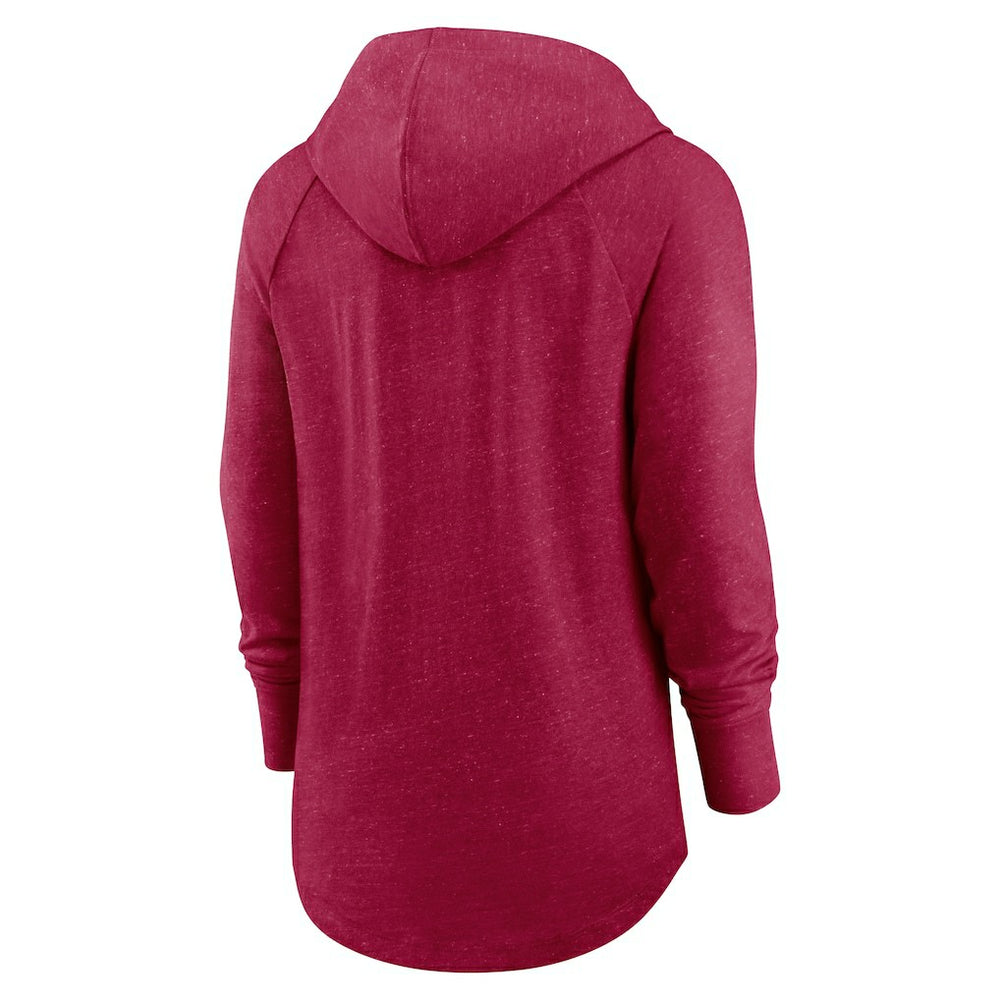 Washington Commanders Women's Minimal Statement Lightweight Raglan Funnel Neck Pullover Hoodie - Burgundy Hoodies