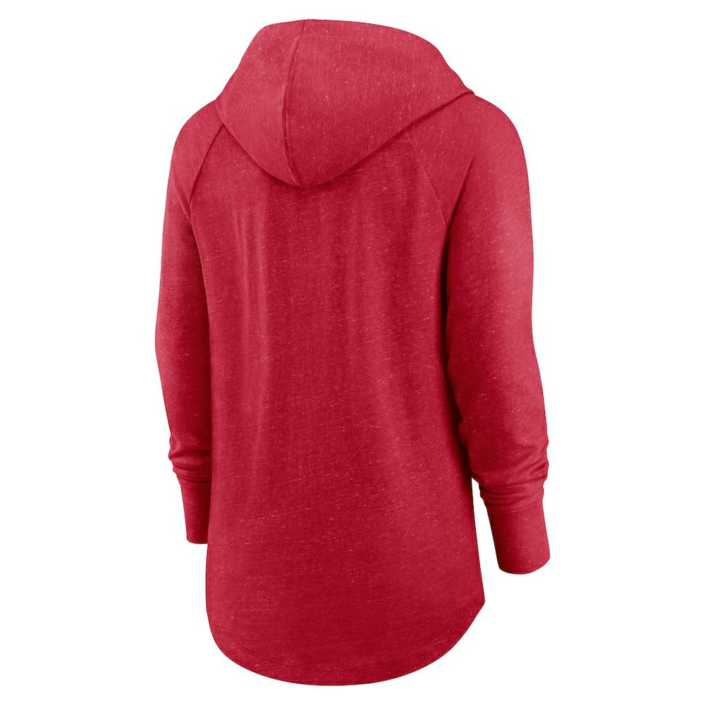San Francisco 49ers Women's Minimal Statement Lightweight Raglan Funnel Neck Pullover Hoodie - Scarlet Hoodies