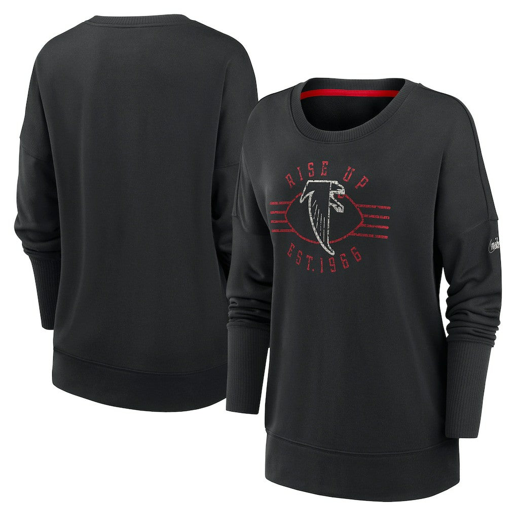 Atlanta Falcons Women's Rewind Playback Icon Performance Pullover Sweatshirt - Black Pullover