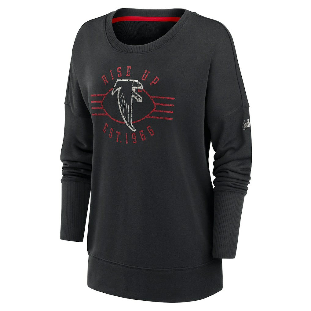 Atlanta Falcons Women's Rewind Playback Icon Performance Pullover Sweatshirt - Black Pullover