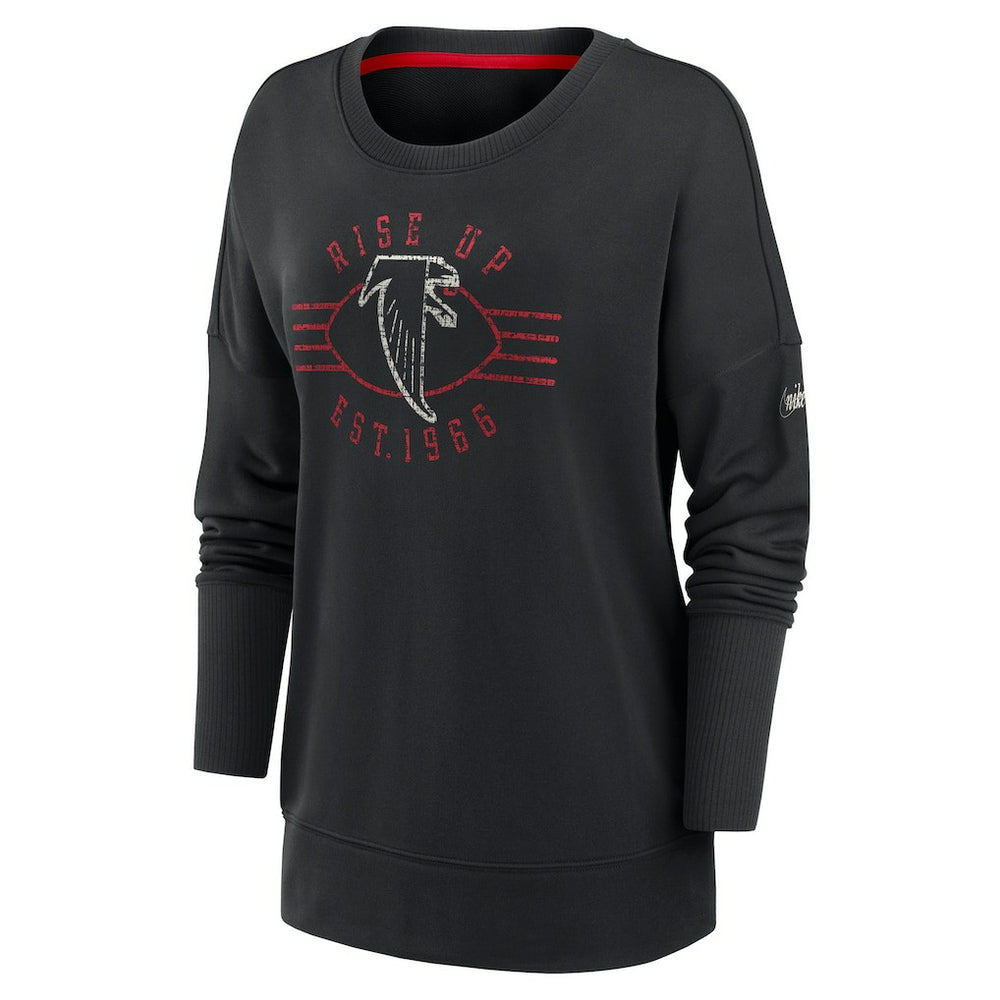 Atlanta Falcons Women's Rewind Playback Icon Performance Pullover Sweatshirt - Black Pullover
