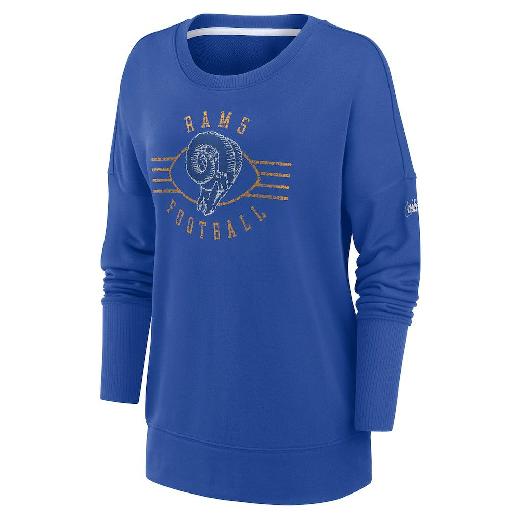 Los Angeles Rams Women's Rewind Playback Icon Performance Pullover Sweatshirt - Royal Pullover