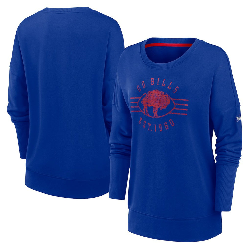 Buffalo Bills Women's Rewind Playback Icon Performance Pullover Sweatshirt - Royal Pullover