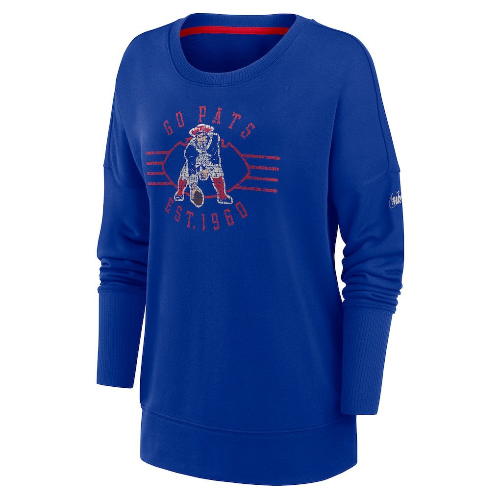 New England Patriots Women's Rewind Playback Icon Performance Pullover Sweatshirt - Royal Pullover
