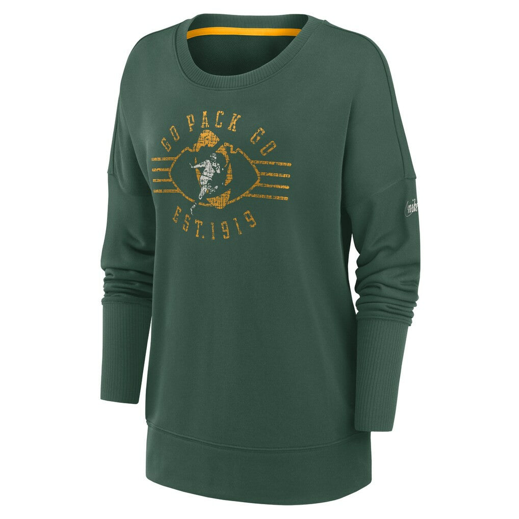 Green Bay Packers Women's Rewind Playback Icon Performance Pullover Sweatshirt - Green Pullover