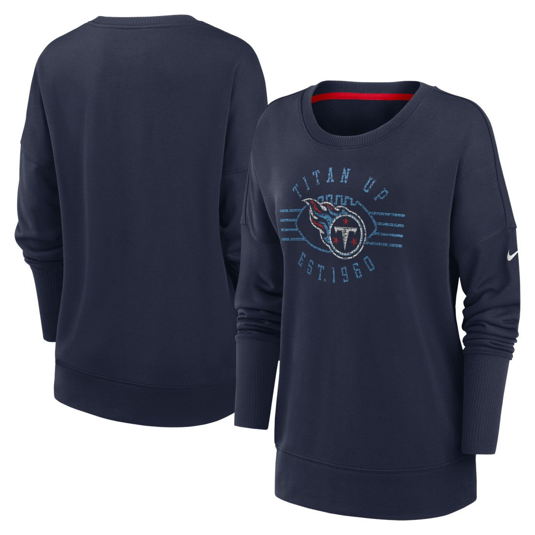 Tennessee Titans Women's Rewind Playback Icon Performance Pullover Sweatshirt - Navy Pullover
