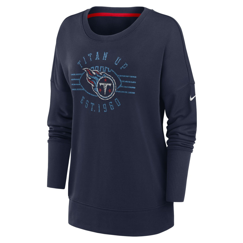 Tennessee Titans Women's Rewind Playback Icon Performance Pullover Sweatshirt - Navy Pullover