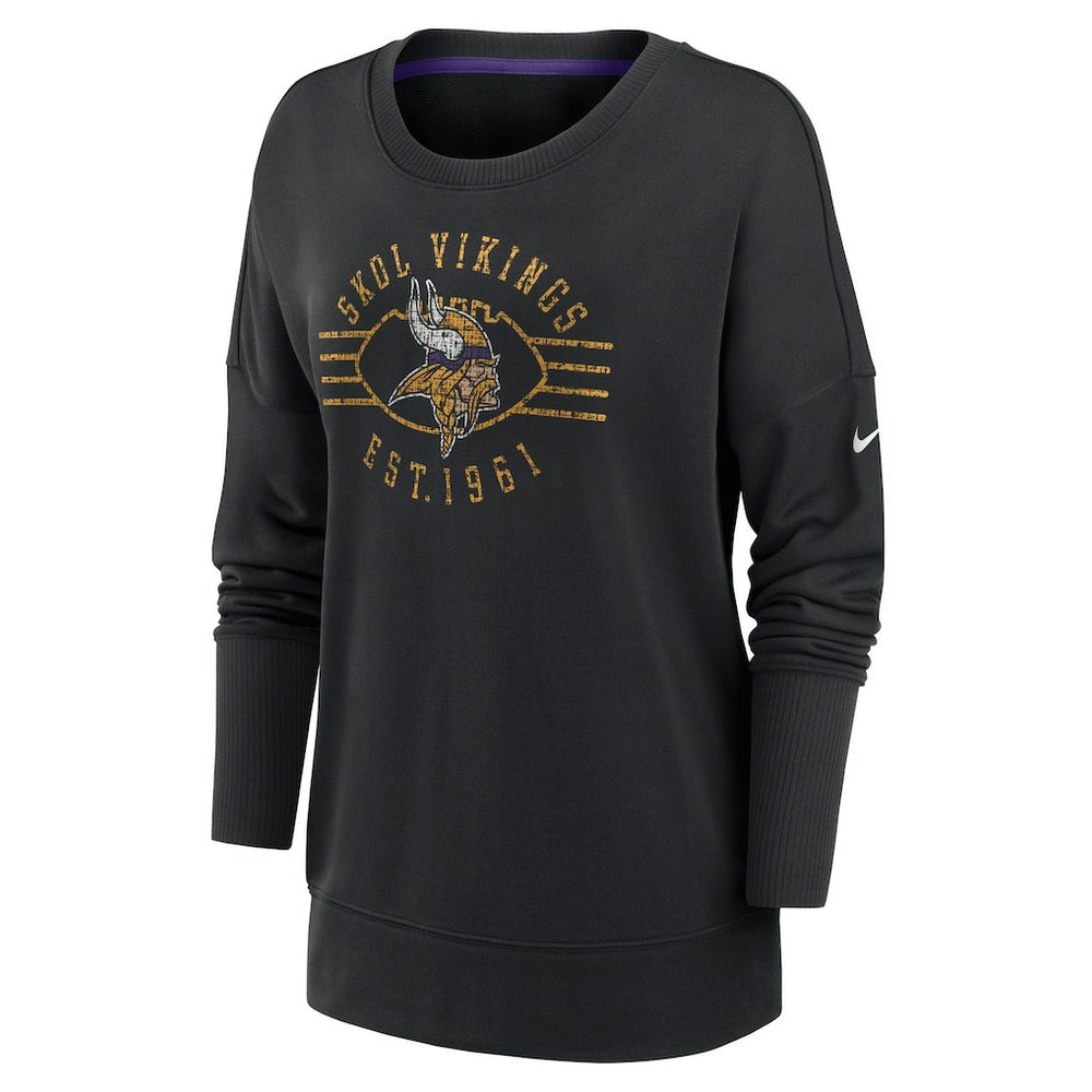 Minnesota Vikings Women's Rewind Playback Icon Performance Pullover Sweatshirt - Black Pullover