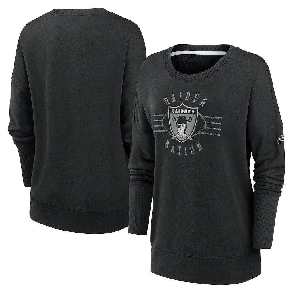 Las Vegas Raiders Women's Rewind Playback Icon Performance Pullover Sweatshirt - Black Pullover