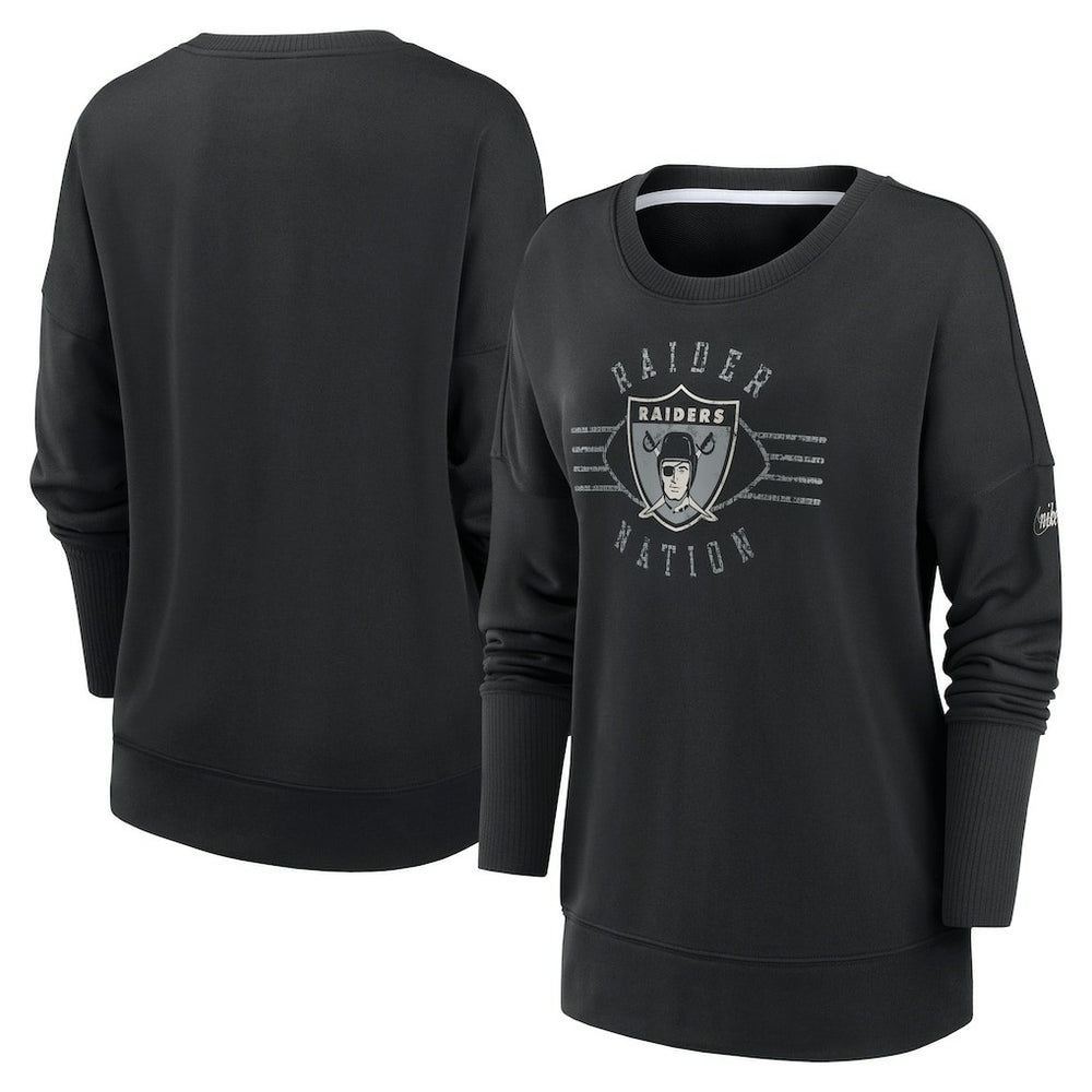 Las Vegas Raiders Women's Rewind Playback Icon Performance Pullover Sweatshirt - Black Pullover
