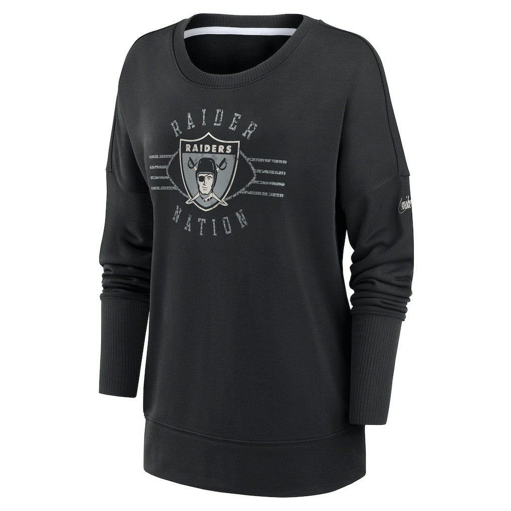Las Vegas Raiders Women's Rewind Playback Icon Performance Pullover Sweatshirt - Black Pullover