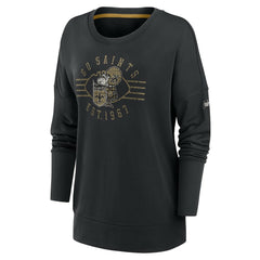 New Orleans Saints Women's Rewind Playback Icon Performance Pullover Sweatshirt - Black Pullover