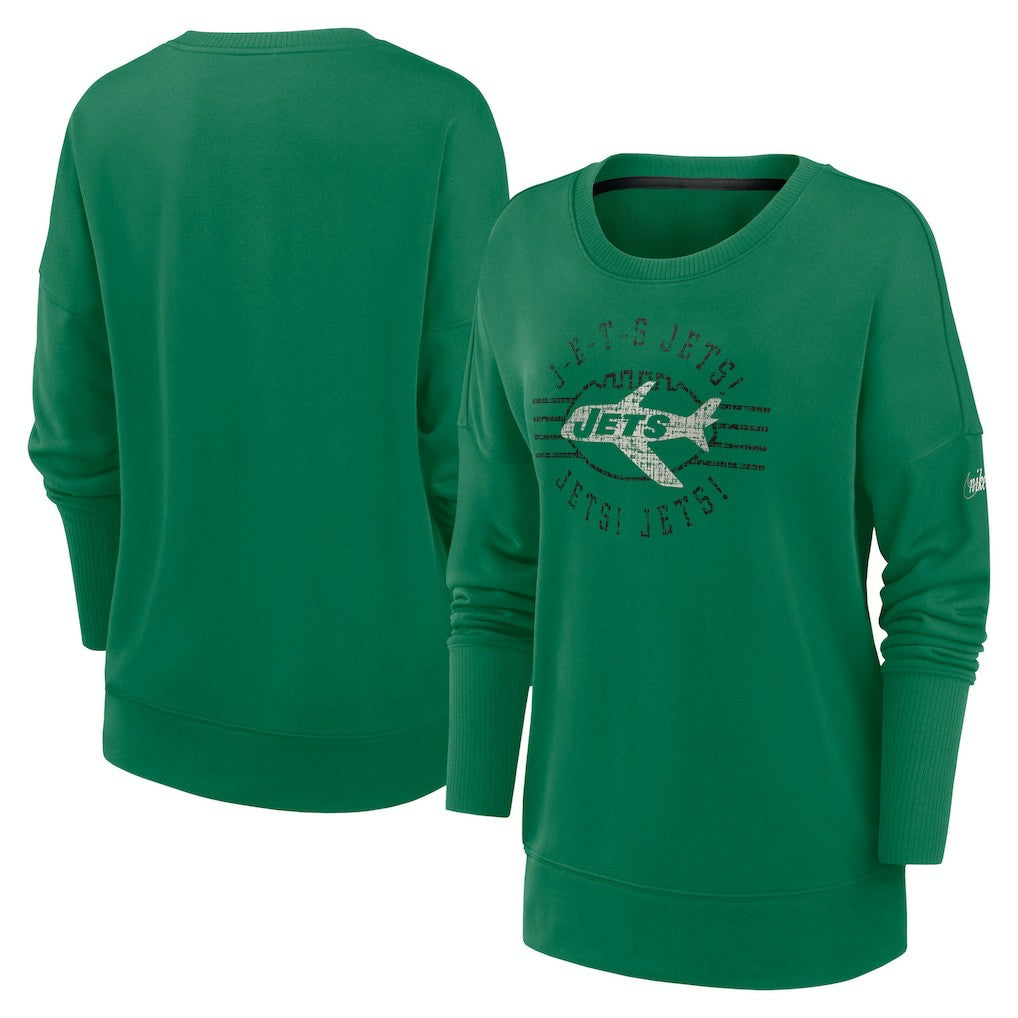 New York Jets Women's Rewind Playback Icon Performance Pullover Sweatshirt - Green Pullover