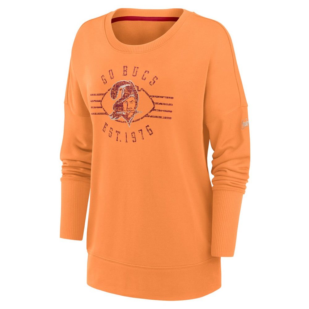 Tampa Bay Buccaneers Women's Rewind Playback Icon Performance Pullover Sweatshirt - Orange Pullover