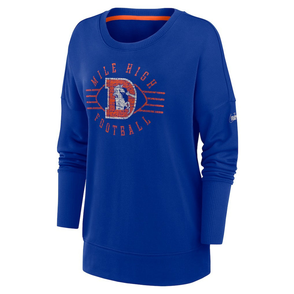 Denver Broncos Women's Rewind Playback Icon Performance Pullover Sweatshirt - Royal Pullover