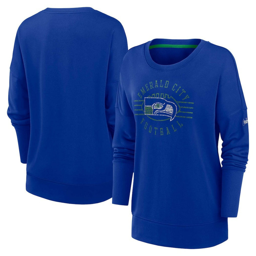 Seattle Seahawks Women's Rewind Playback Icon Performance Pullover Sweatshirt - Royal Pullover