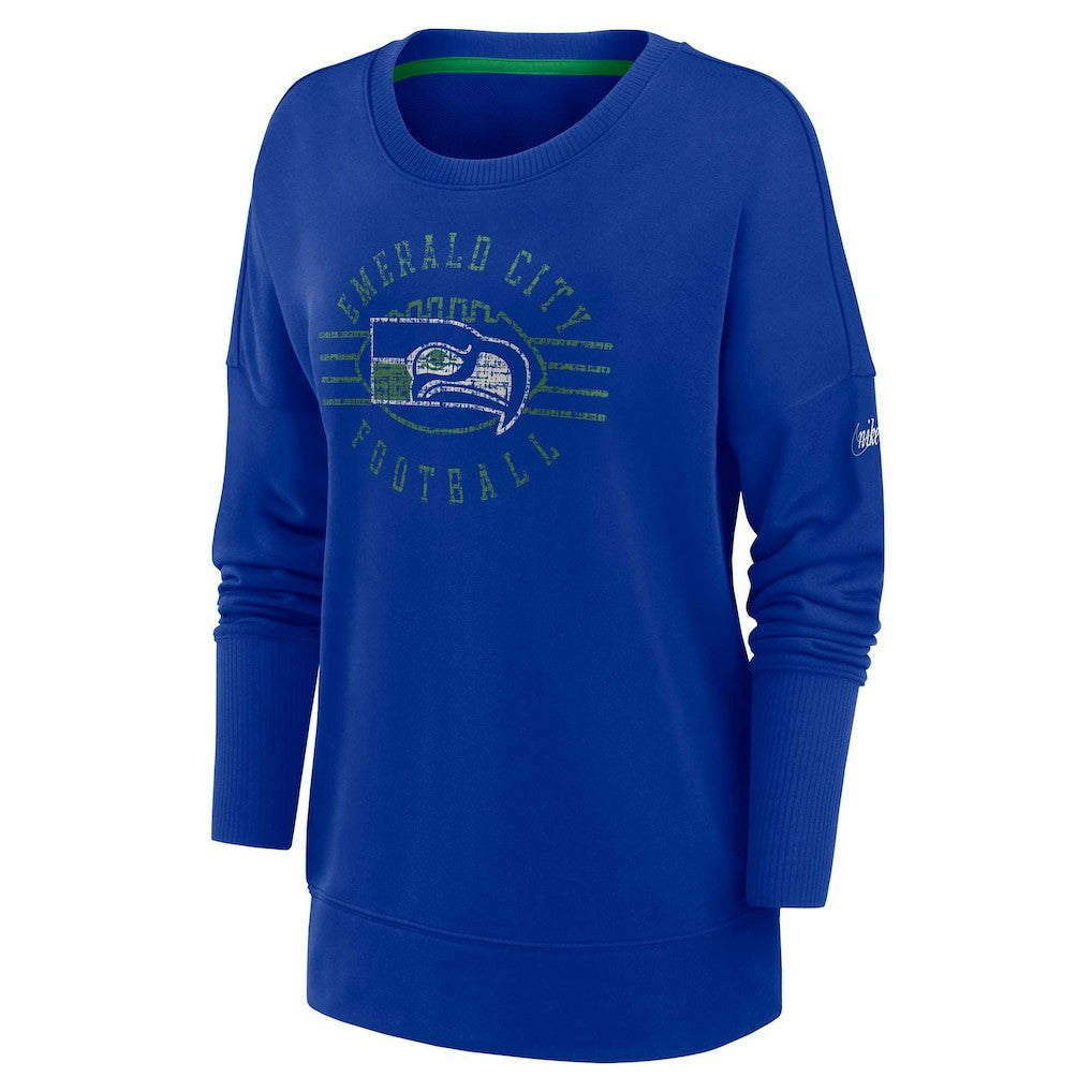 Seattle Seahawks Women's Rewind Playback Icon Performance Pullover Sweatshirt - Royal Pullover