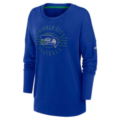 Seattle Seahawks Women's Rewind Playback Icon Performance Pullover Sweatshirt - Royal Pullover