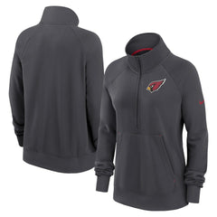 Arizona Cardinals Women's Premium Raglan Performance Half-Zip Sweatshirt - Charcoal Sweatshirts