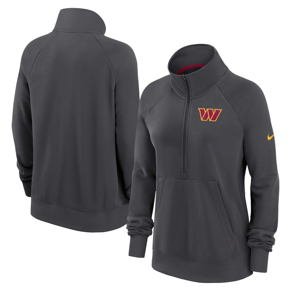 Washington Commanders Women's Premium Raglan Performance Half-Zip Sweatshirt - Charcoal Sweatshirts