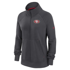 San Francisco 49ers Women's Premium Raglan Performance Half-Zip Sweatshirt - Charcoal Sweatshirts